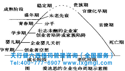 愛迪思的企業(yè)生命周期示意圖 不同發(fā)展階段的企業(yè)導(dǎo)入六西格瑪管理的最佳時(shí)期